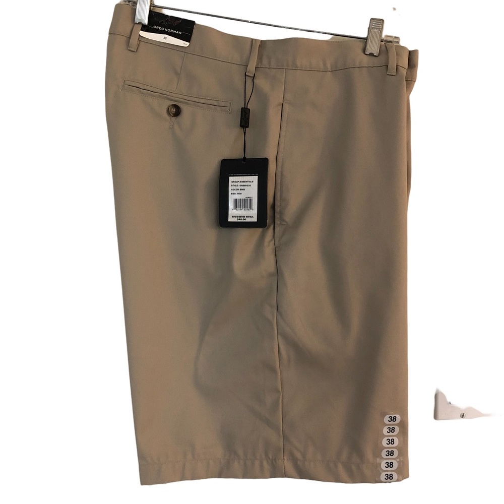 Greg Norman shorts men’s size 38 beige Flat Front retail price $48 NEW WITH TAGS